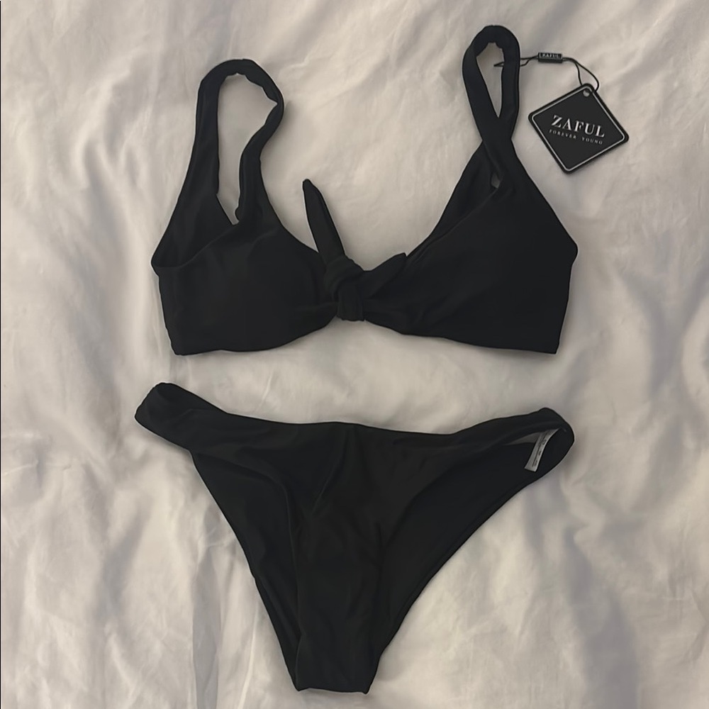 Zaful Black Sporty Bikini Set